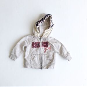 Oshkosh floral embroidered zip up hoodie EUC 6m
